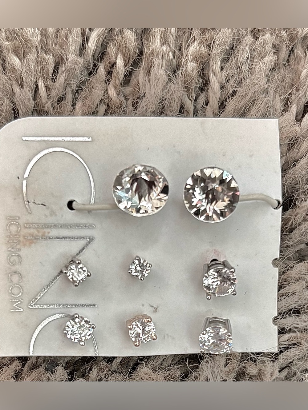 Clear Crystal Stud Earring Set - Multipack (4 pairs)